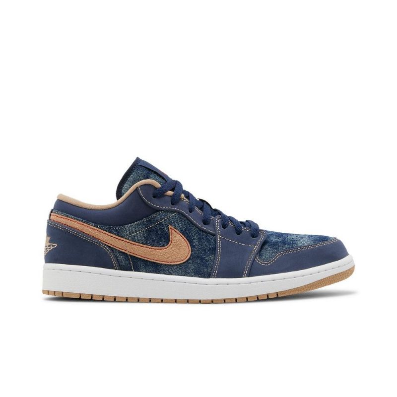 Air Jordan 1 Low Se Marineblå Brun Sko Herre