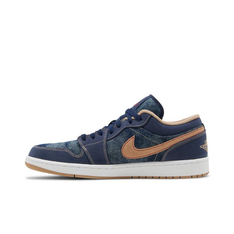 Air Jordan 1 Low Se Marineblå Brun Sko Herre
