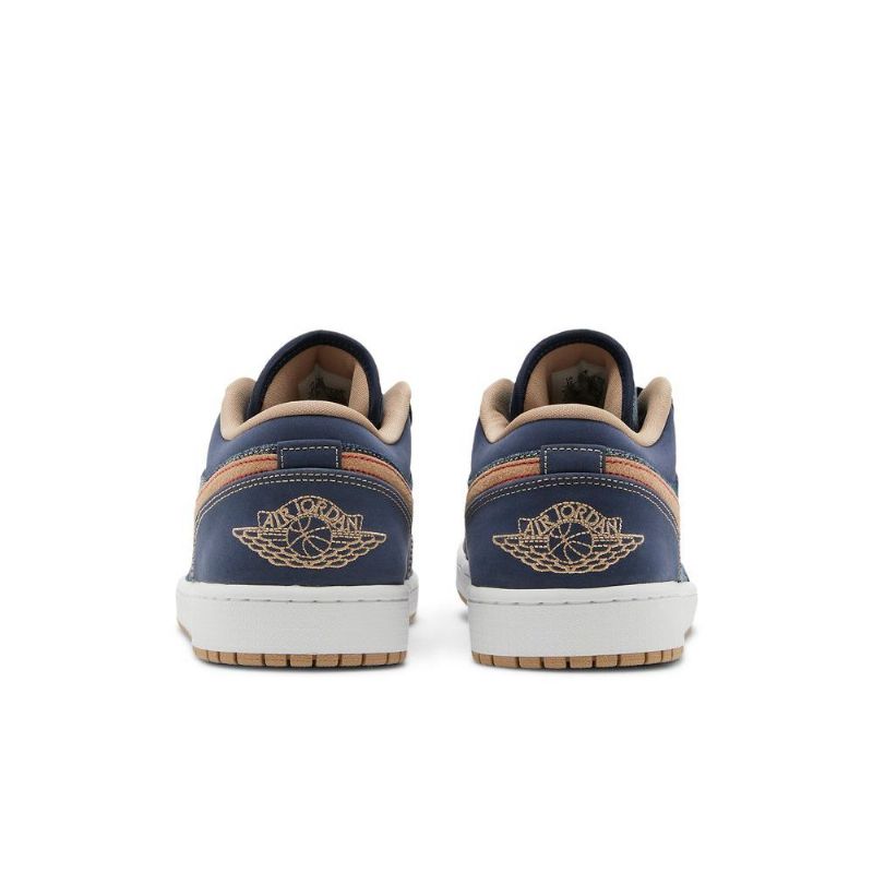 Air Jordan 1 Low Se Marineblå Brun Sko Herre