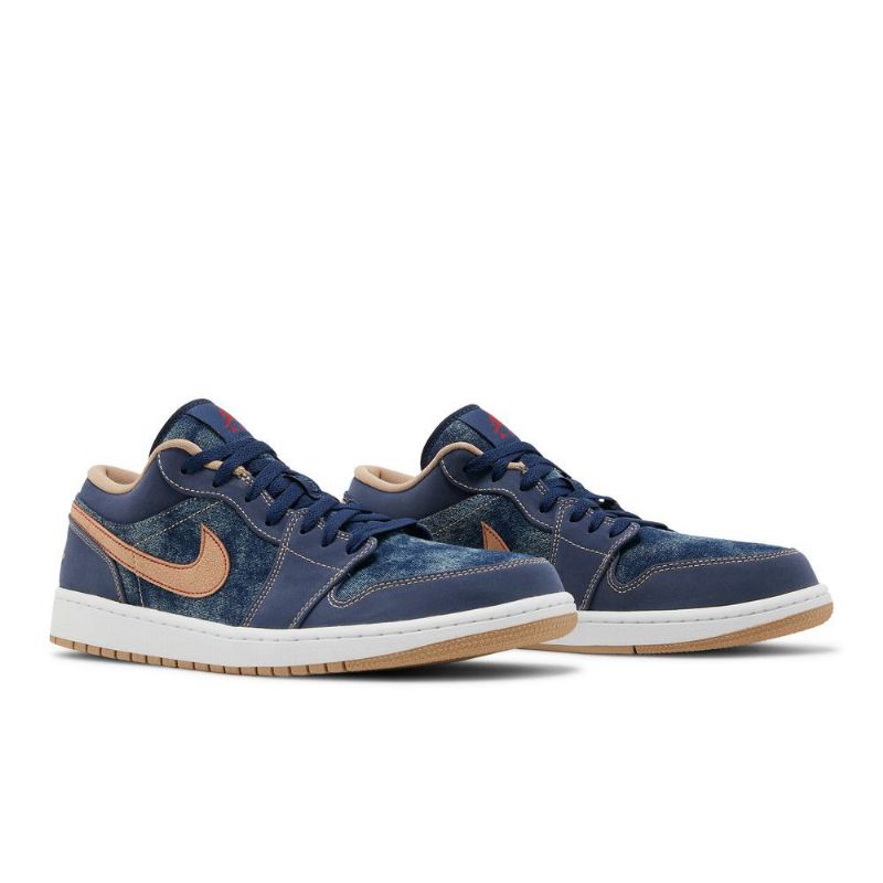 Air Jordan 1 Low Se Marineblå Brun Sko Herre