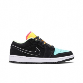 Air Jordan 1 Low Se Sort Grøn Orange Lyserød Sko Herre