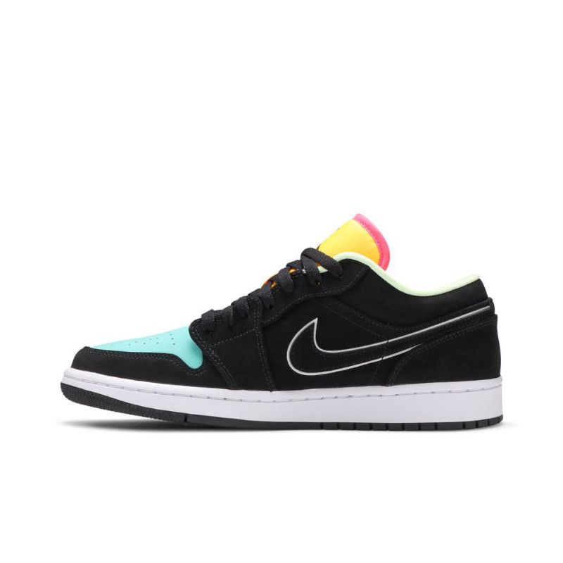 Air Jordan 1 Low Se Sort Grøn Orange Lyserød Sko Herre