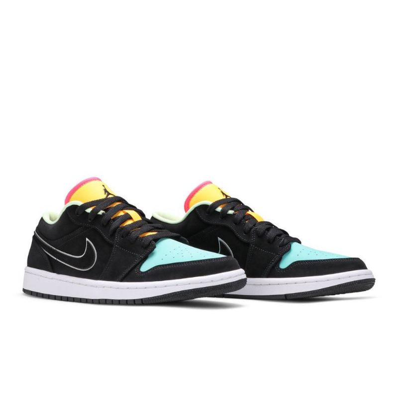 Air Jordan 1 Low Se Sort Grøn Orange Lyserød Sko Herre
