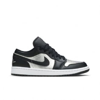 Air Jordan 1 Low Se Sort Sølv Hvid Sko Dame