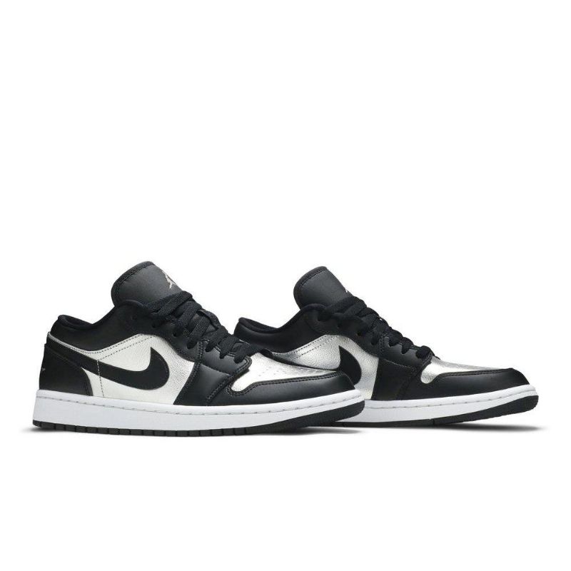Air Jordan 1 Low Se Sort Sølv Hvid Sko Dame