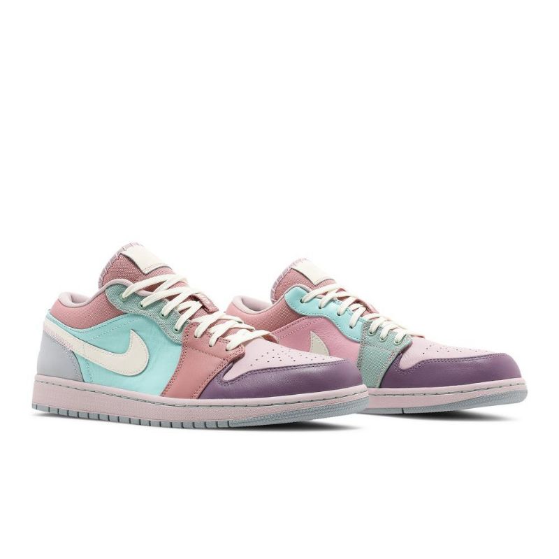 Air Jordan 1 Low Se Turkis Lyserød Lilla Beige Sko Herre
