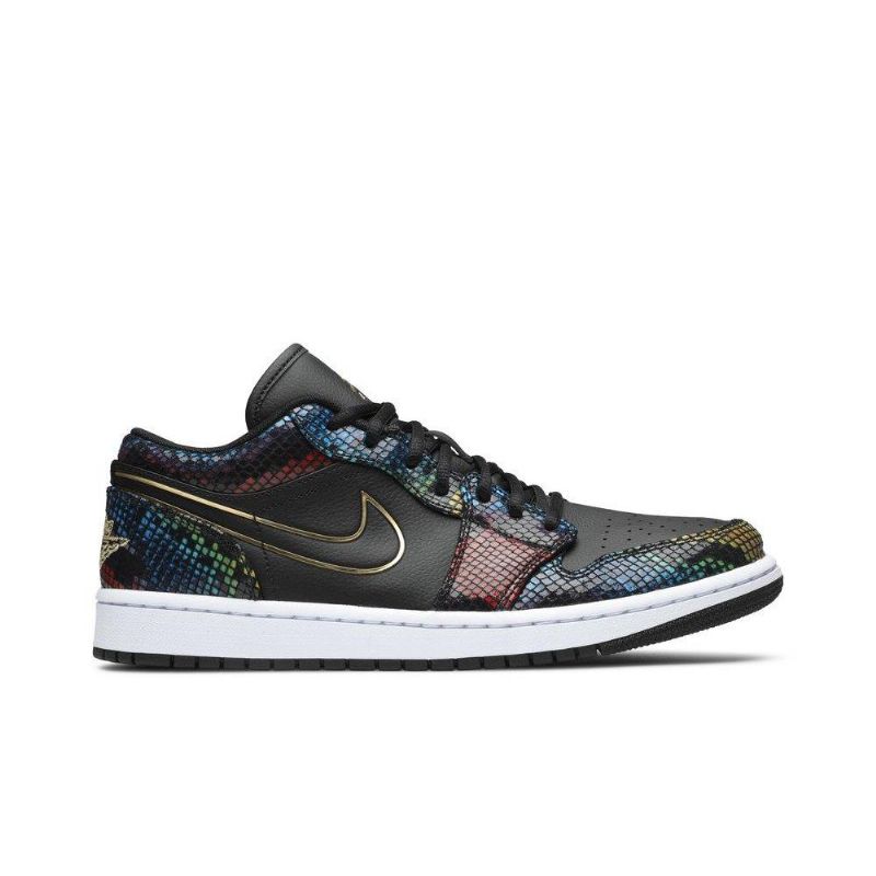 Air Jordan 1 Low Sort Guld Flerfarvede Sko Dame