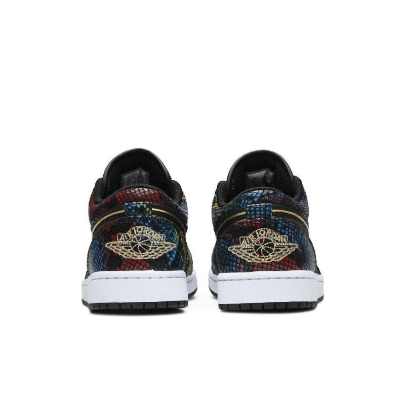 Air Jordan 1 Low Sort Guld Flerfarvede Sko Dame