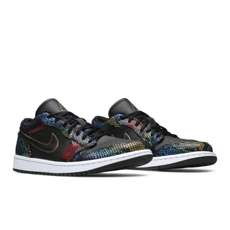 Air Jordan 1 Low Sort Guld Flerfarvede Sko Dame