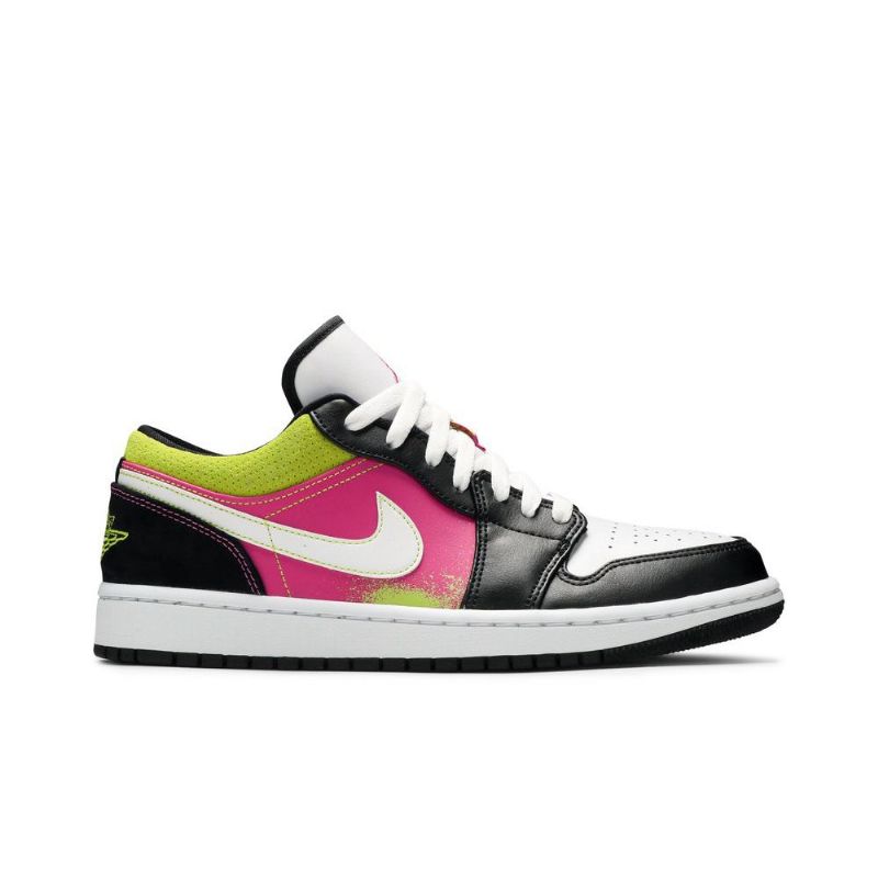 Air Jordan 1 Low Sort Hvid Lyserød Grøn Sko Herre