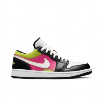 Air Jordan 1 Low Sort Hvid Lyserød Grøn Sko Herre
