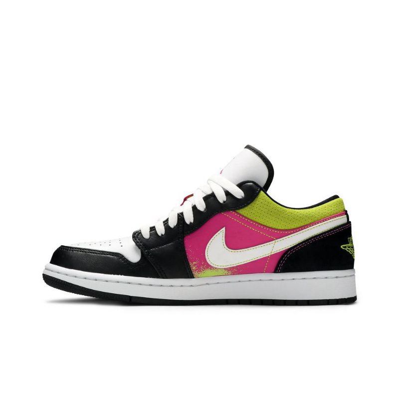 Air Jordan 1 Low Sort Hvid Lyserød Grøn Sko Herre
