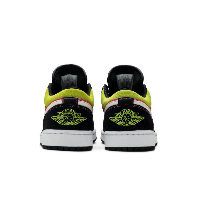 Air Jordan 1 Low Sort Hvid Lyserød Grøn Sko Herre