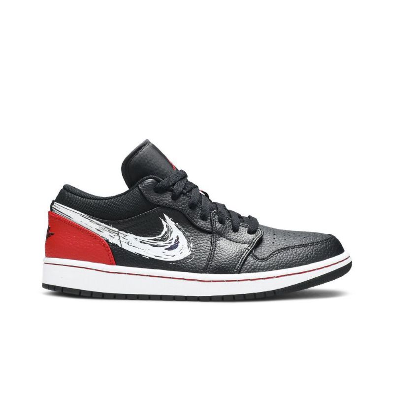 Air Jordan 1 Low Sort Rød Sølv Hvid Sko Herre