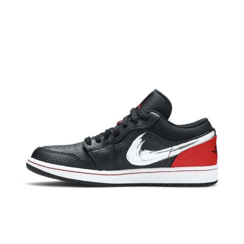 Air Jordan 1 Low Sort Rød Sølv Hvid Sko Herre
