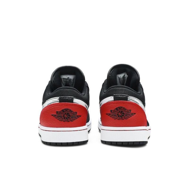 Air Jordan 1 Low Sort Rød Sølv Hvid Sko Herre