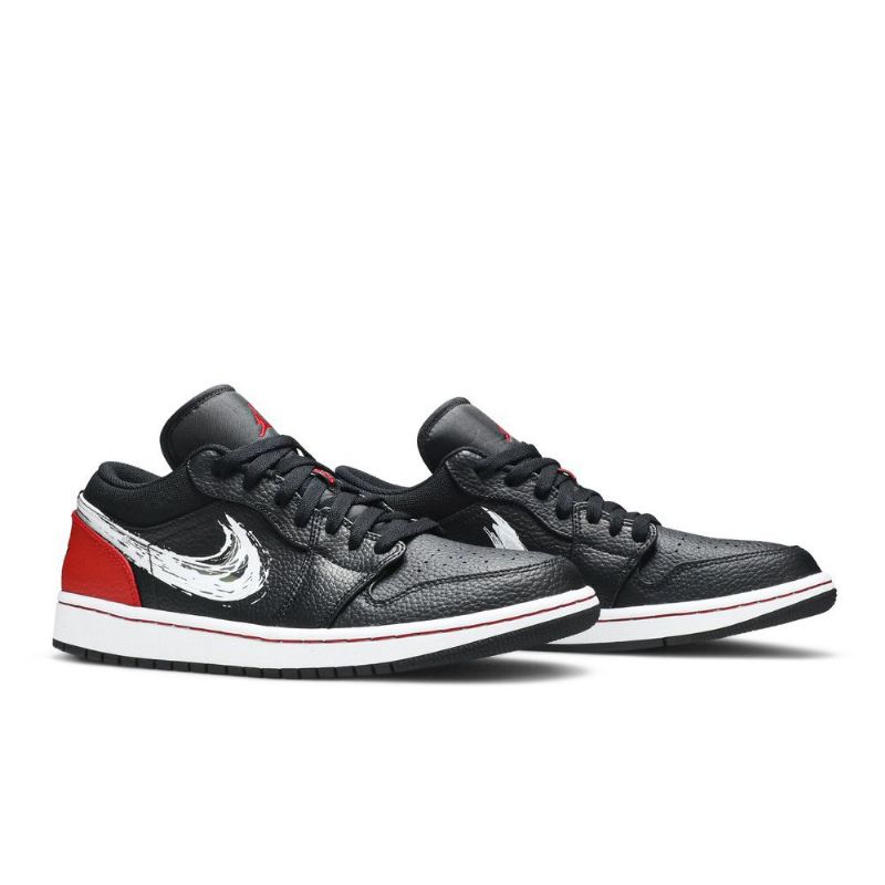 Air Jordan 1 Low Sort Rød Sølv Hvid Sko Herre