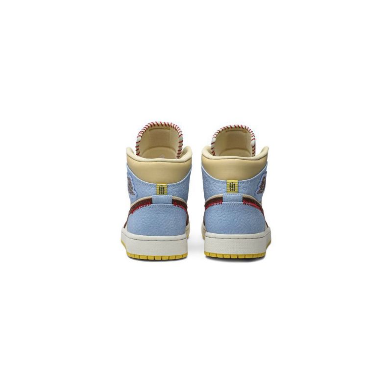 Air Jordan 1 Maison Chateau Rouge Mid Se Blå Brun Beige Sko Herre