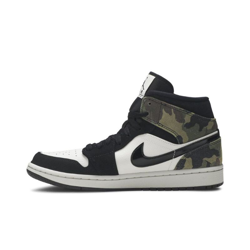 Air Jordan 1 Mid Beige Sort Grøn Sko Herre