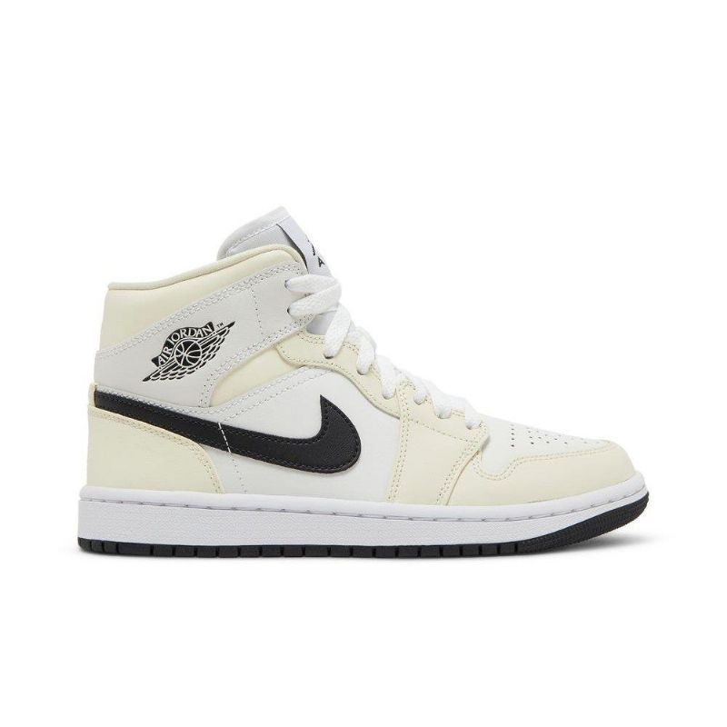 Air Jordan 1 Mid Beige Sort Hvid Sko Dame