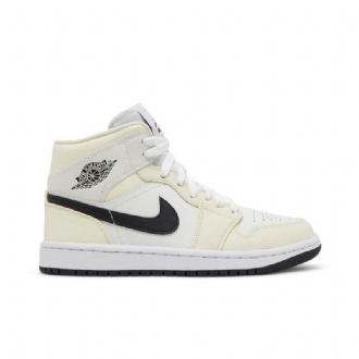 Air Jordan 1 Mid Beige Sort Hvid Sko Dame
