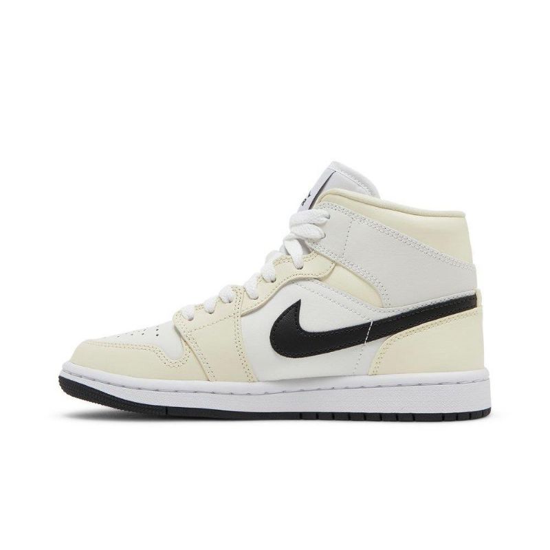 Air Jordan 1 Mid Beige Sort Hvid Sko Dame