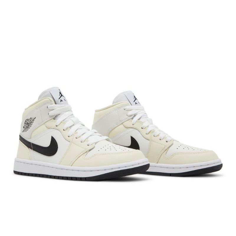 Air Jordan 1 Mid Beige Sort Hvid Sko Dame