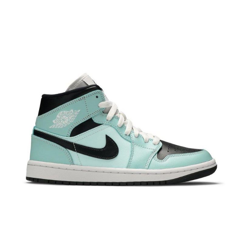 Air Jordan 1 Mid Blå Sort Hvid Sko Dame