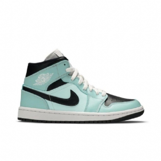 Air Jordan 1 Mid Blå Sort Hvid Sko Dame