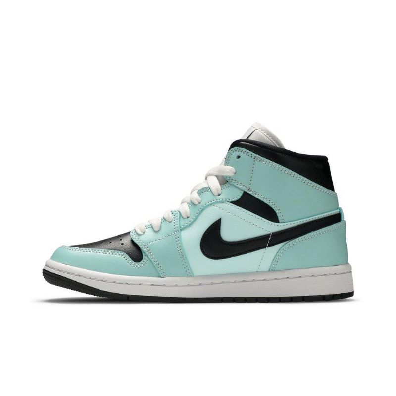 Air Jordan 1 Mid Blå Sort Hvid Sko Dame