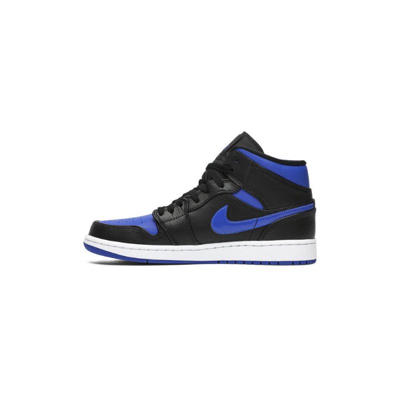 Air Jordan 1 Mid Blå Sort Hvid Sko Herre