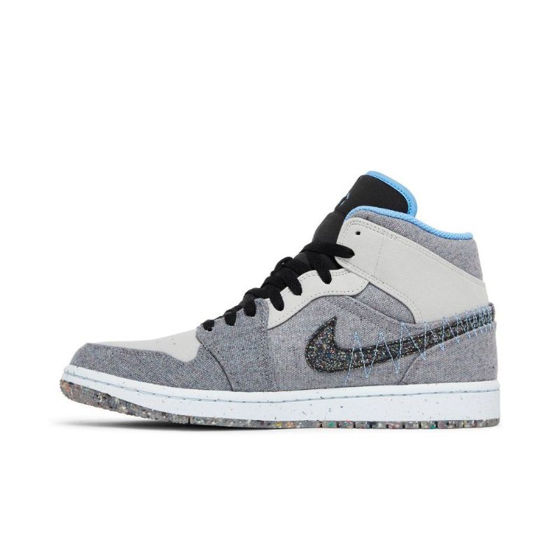 Air Jordan 1 Mid Grå Blå Sort Sko Herre
