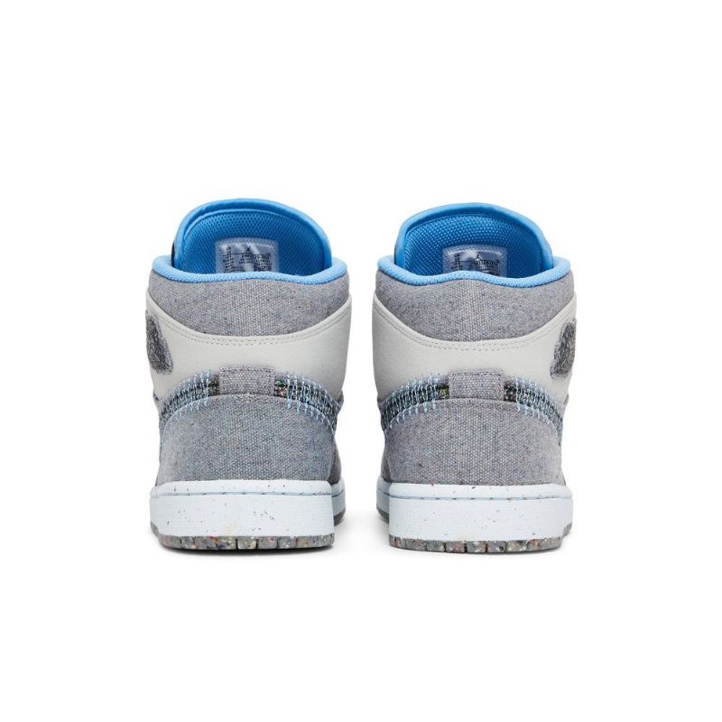 Air Jordan 1 Mid Grå Blå Sort Sko Herre