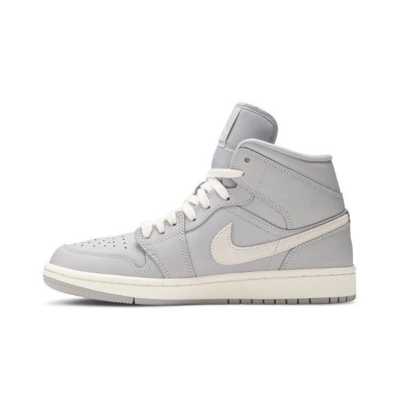 Air Jordan 1 Mid Grå Hvid Sko Dame
