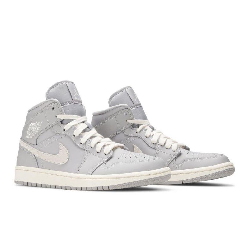 Air Jordan 1 Mid Grå Hvid Sko Dame