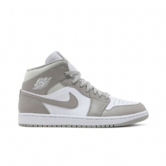 Air Jordan 1 Mid Grå Hvid Sko Herre