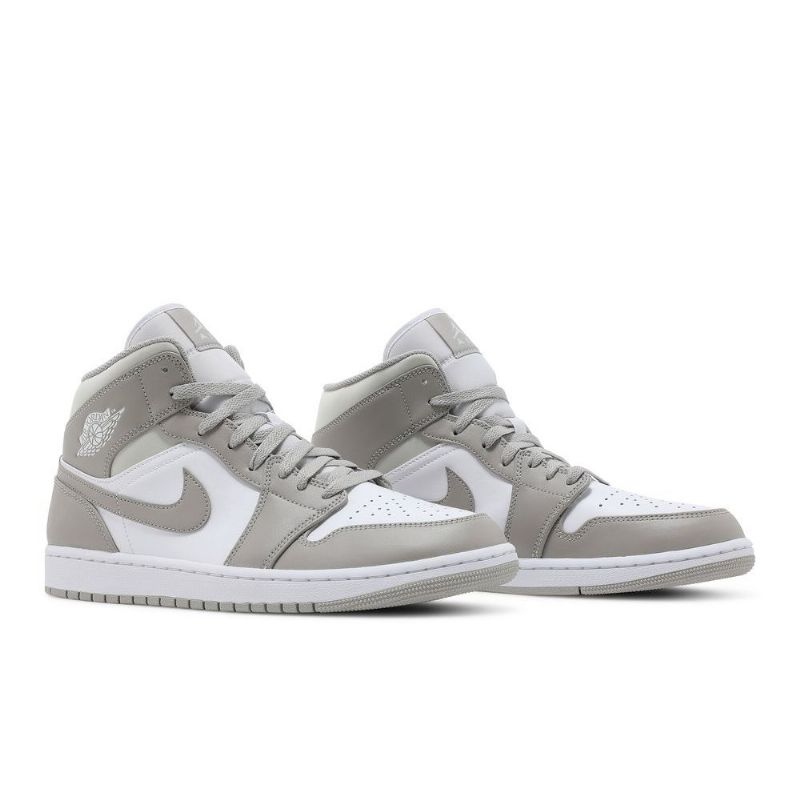 Air Jordan 1 Mid Grå Hvid Sko Herre