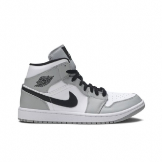 Air Jordan 1 Mid Grå Hvid Sort Sko Herre