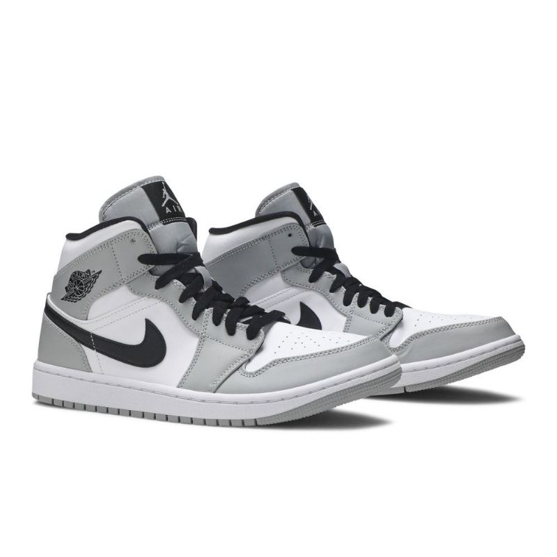 Air Jordan 1 Mid Grå Hvid Sort Sko Herre
