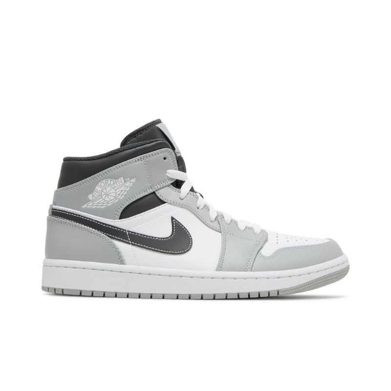 Air Jordan 1 Mid Grå Hvid Sort Sko Herre