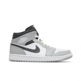Air Jordan 1 Mid Grå Hvid Sort Sko Herre