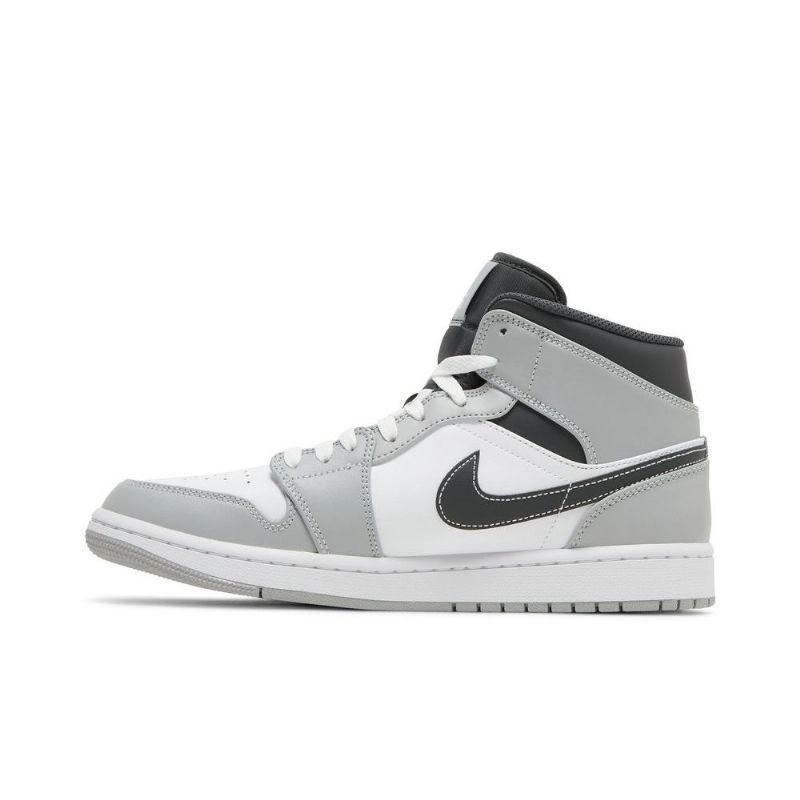 Air Jordan 1 Mid Grå Hvid Sort Sko Herre