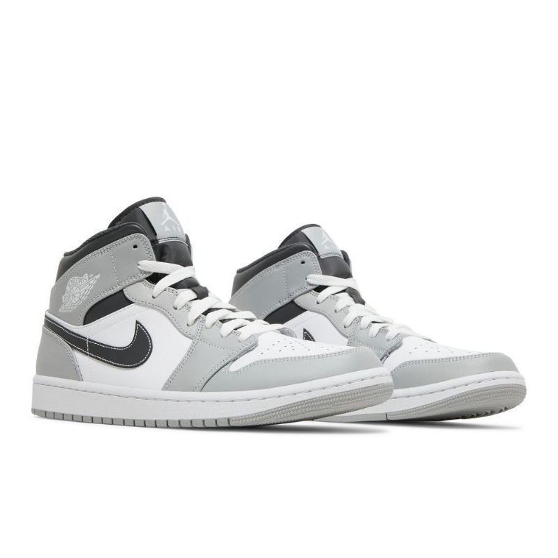 Air Jordan 1 Mid Grå Hvid Sort Sko Herre