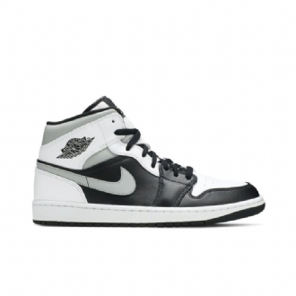 Air Jordan 1 Mid Grå Sort Hvid Sko Herre