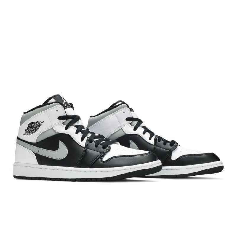 Air Jordan 1 Mid Grå Sort Hvid Sko Herre