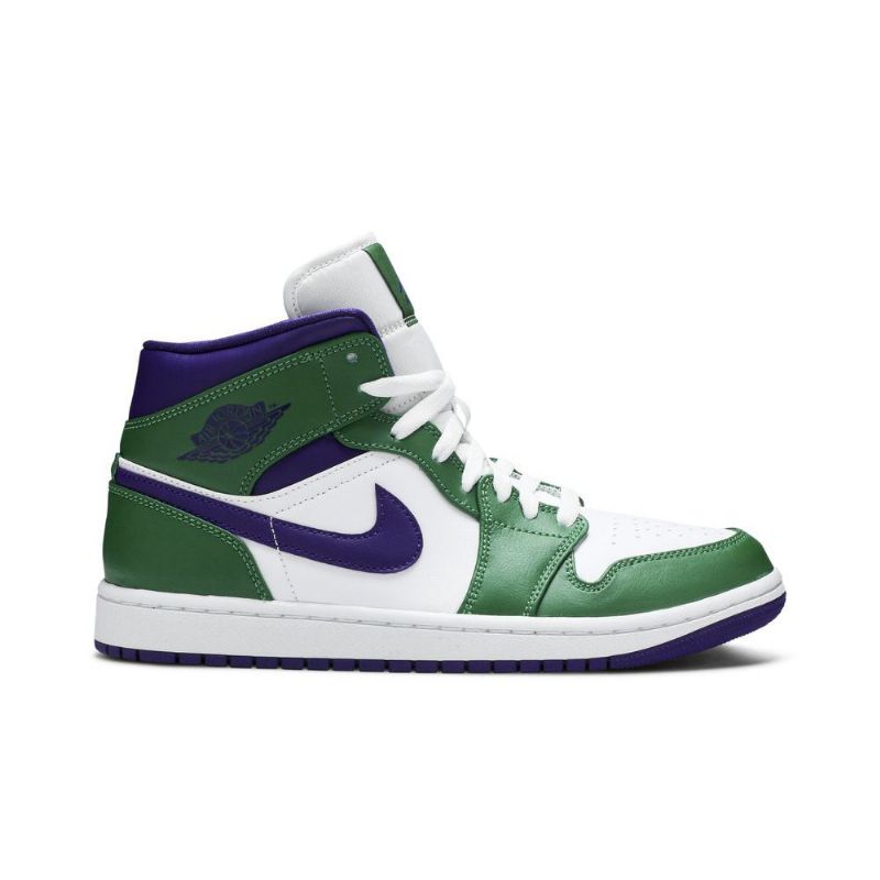 Air Jordan 1 Mid Grøn Hvid Lilla Sko Herre