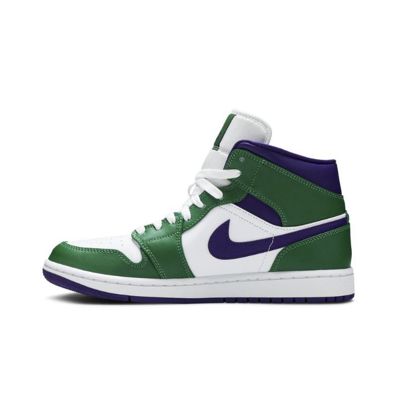 Air Jordan 1 Mid Grøn Hvid Lilla Sko Herre