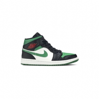 Air Jordan 1 Mid Grøn Hvid Sort Rød Sko Herre
