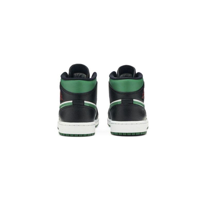 Air Jordan 1 Mid Grøn Hvid Sort Rød Sko Herre