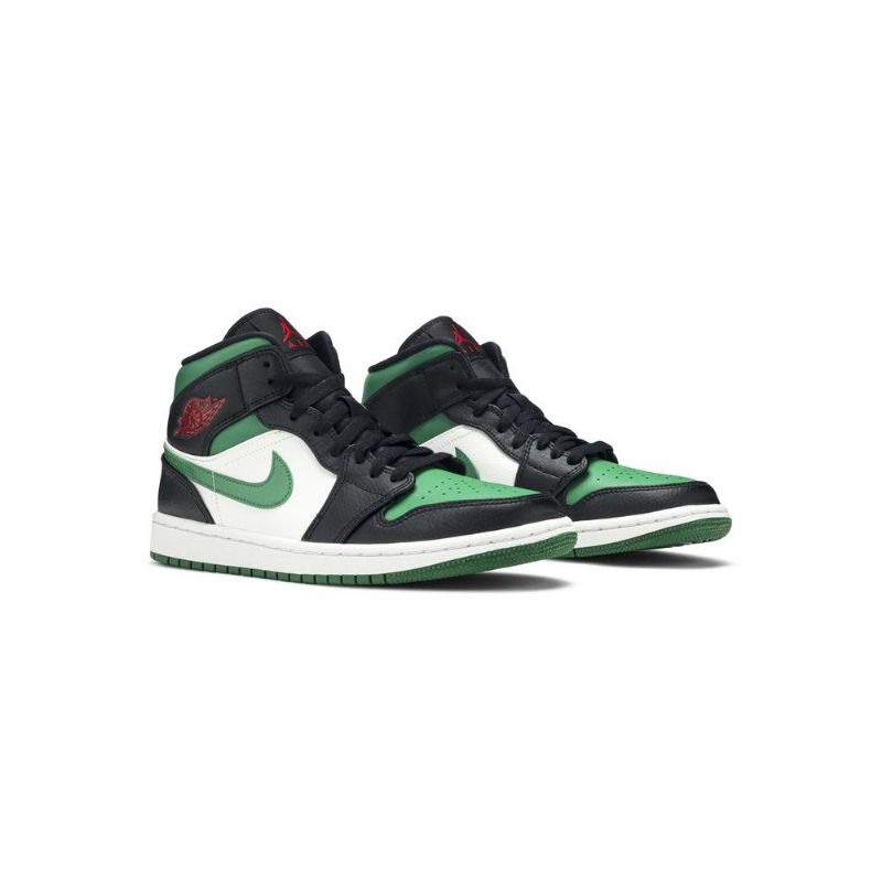 Air Jordan 1 Mid Grøn Hvid Sort Rød Sko Herre